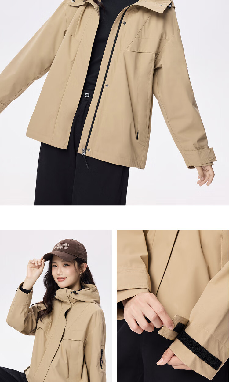 Giordano Women's Windproof Jacket New Outdoor Waterproof Multi-Pocket Loose Hooded Windbreaker 05375692 14