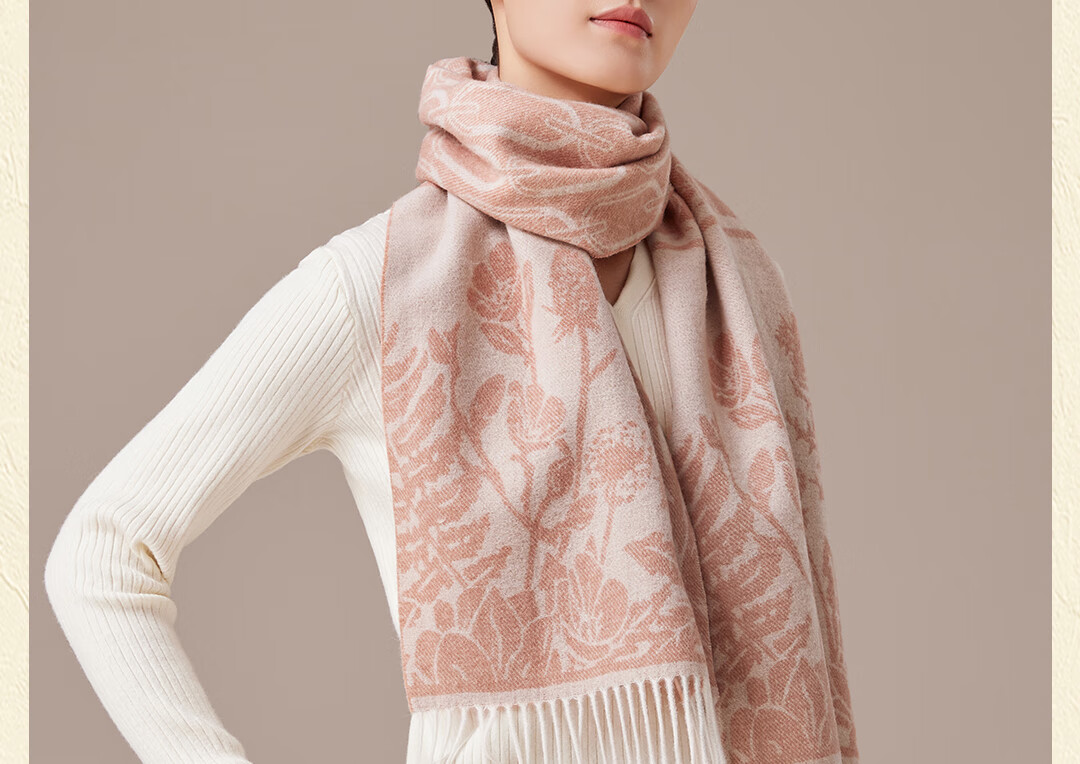 Shanghai Story Pure Wool Scarf for Women Autumn Winter High-End Shawl Plaid Gift Box for Girlfriend Mother New Year Birthday Gift 6