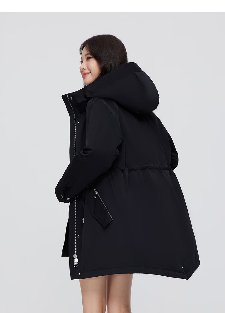 波司登羽绒服女2022年冬季新款工装派克服中长款休闲宽松腰间抽绳显瘦