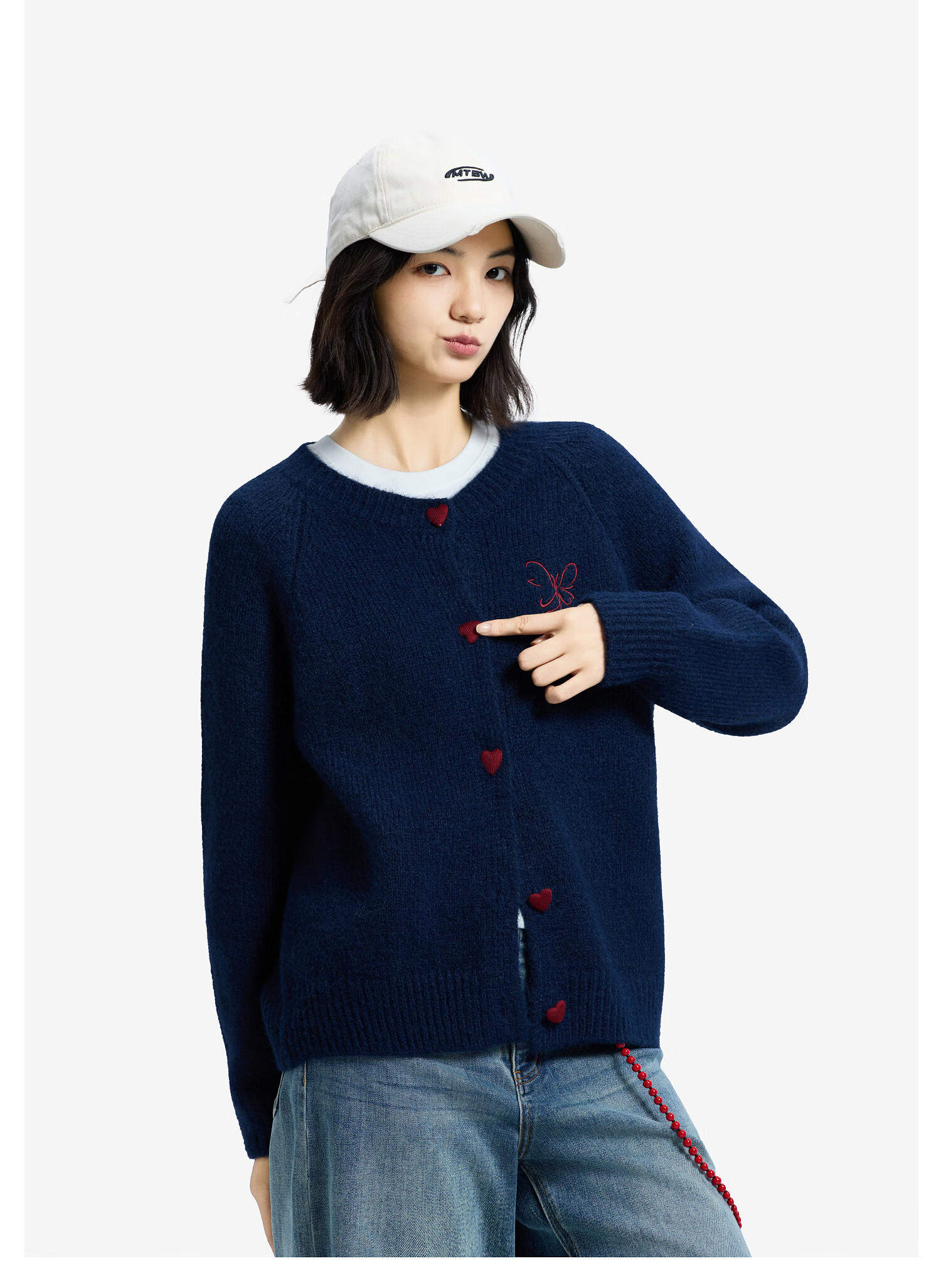 Meters Bonwe Women's Sweater 2025 Winter New Casual Color-Block Button Cardigan Soft Comfortable Top 14