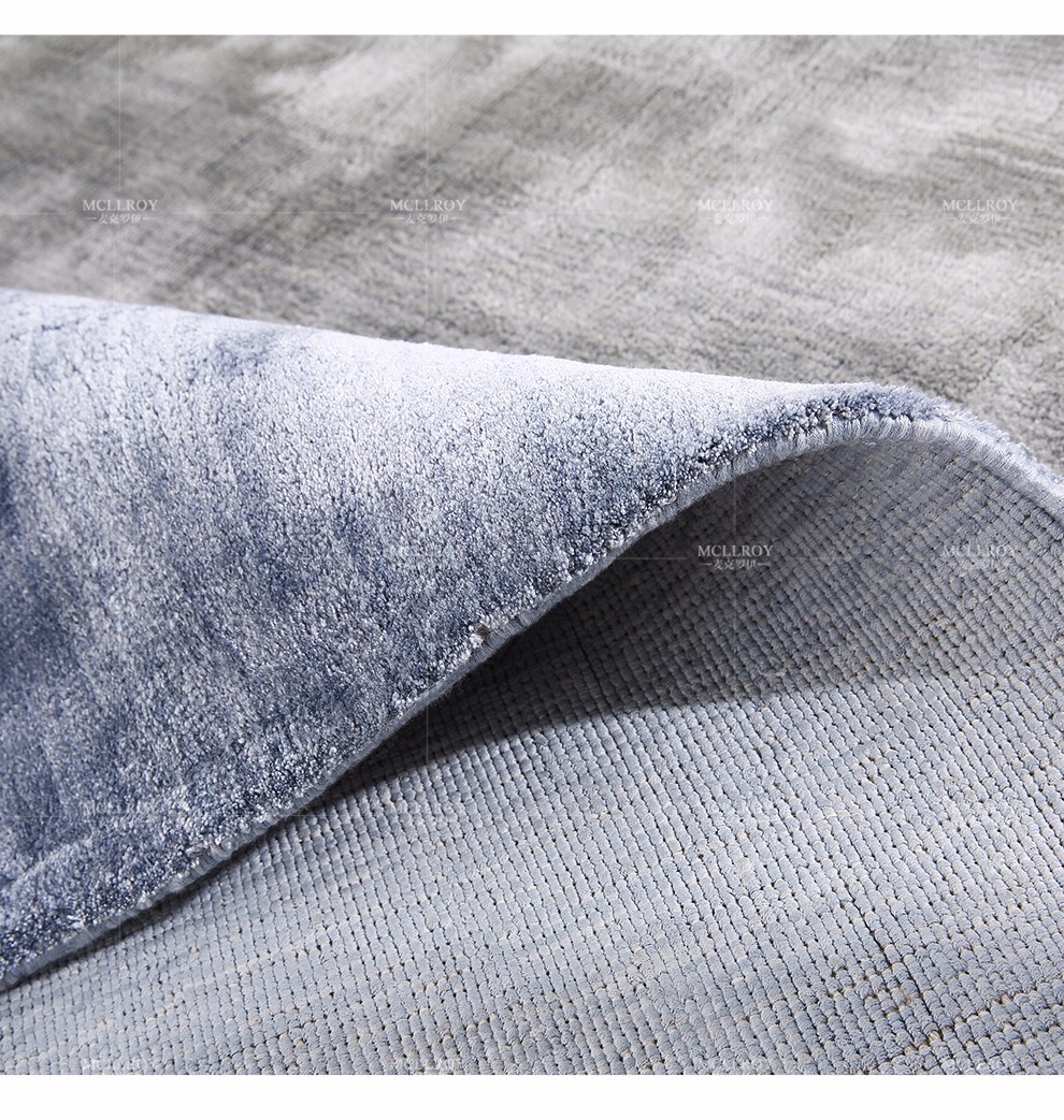 麦克罗伊印度进口编织天丝地毯轻奢现代简约素色纯色别墅客厅沙发茶几