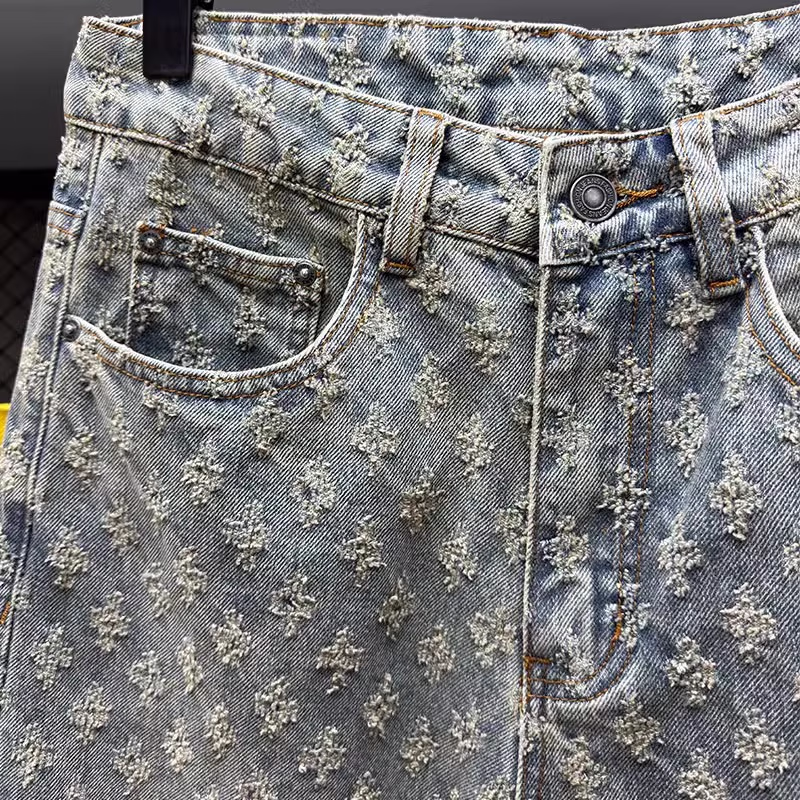 American Jacquard Old Jeans Men's Autumn And Winter Fashion Loose Design Straight Pants Youth Handsome Casual Pants, Blue 28_mkmklike.com