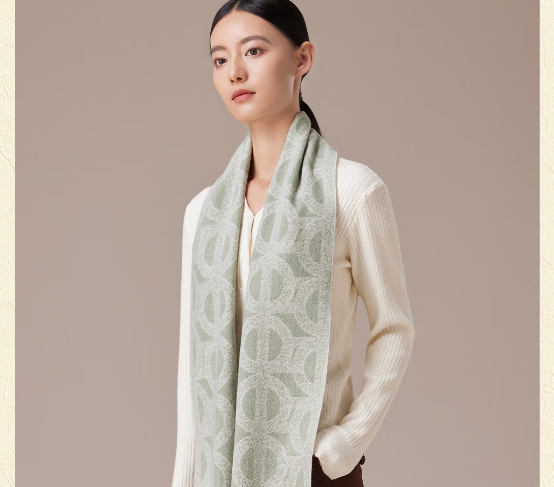 Shanghai Story 100% Wool Jacquard Shawl Scarf Autumn Winter Fashion Warm Dual-Use Neck Warmer Birthday Gift for Girlfriend 19