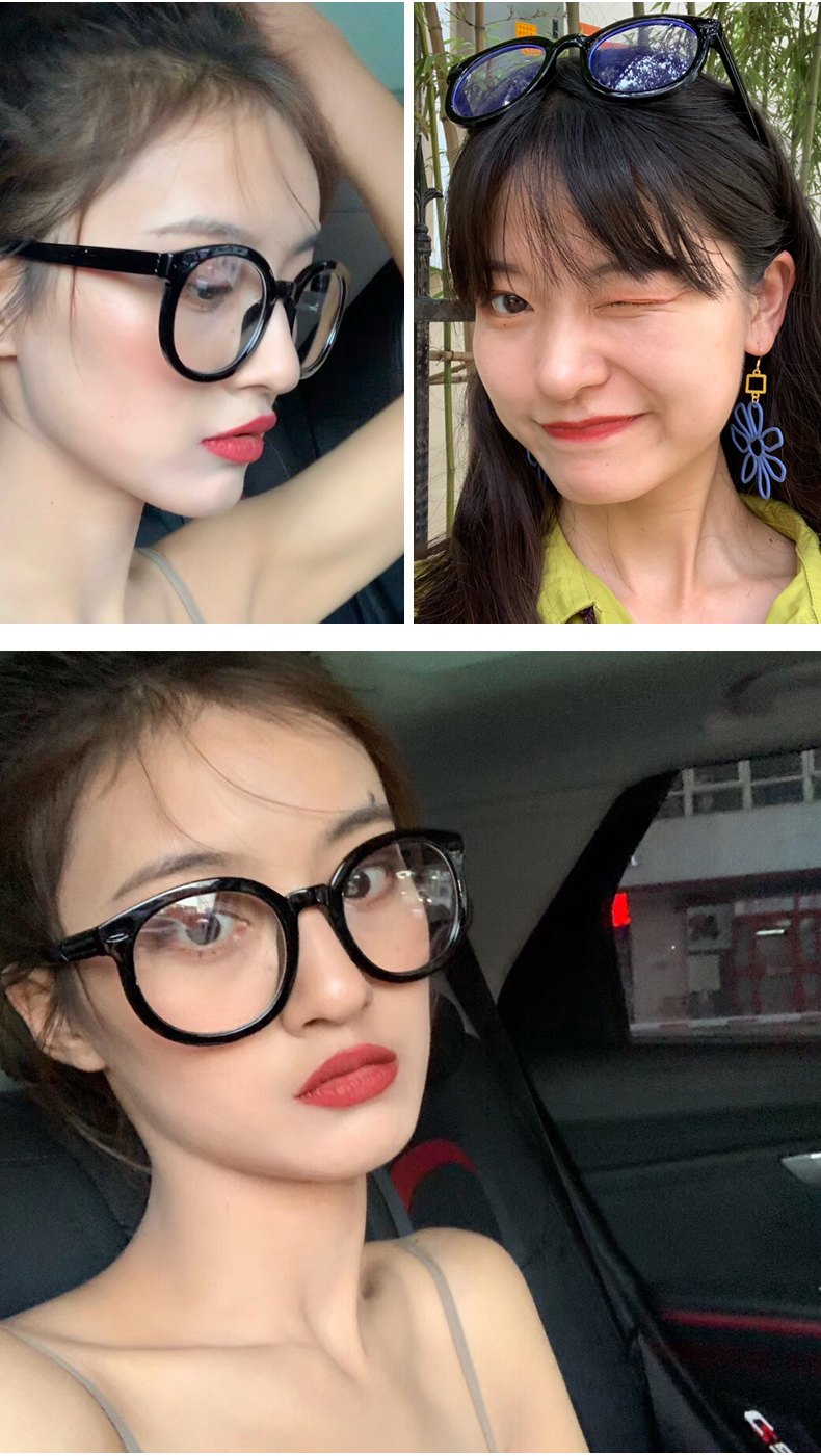 卡珀尼防蓝光近视黑框眼镜女大框平光护目镜网红圆脸素颜显瘦韩版潮