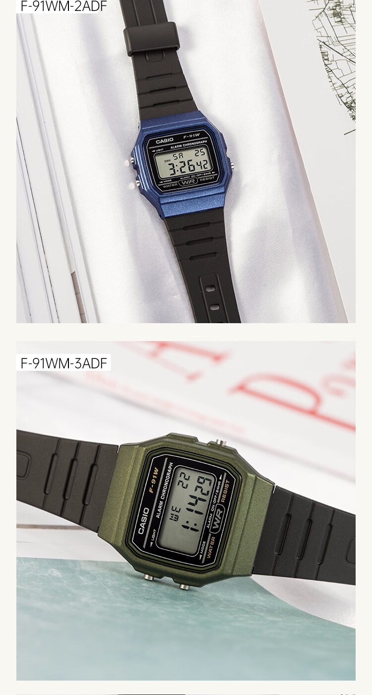 casio卡西欧手表复古小方块银表石英男女学生防水a159w a158w a159wa