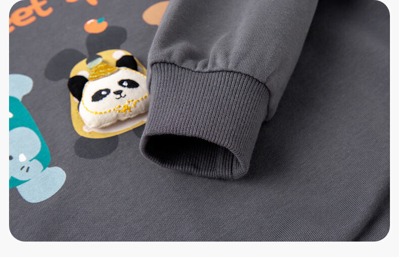 Dudu Baby Cartoon Hoodie Spring Children's Top New Boys Girls Fashionable Spring Trendy Cloud Mist Gray 130 21