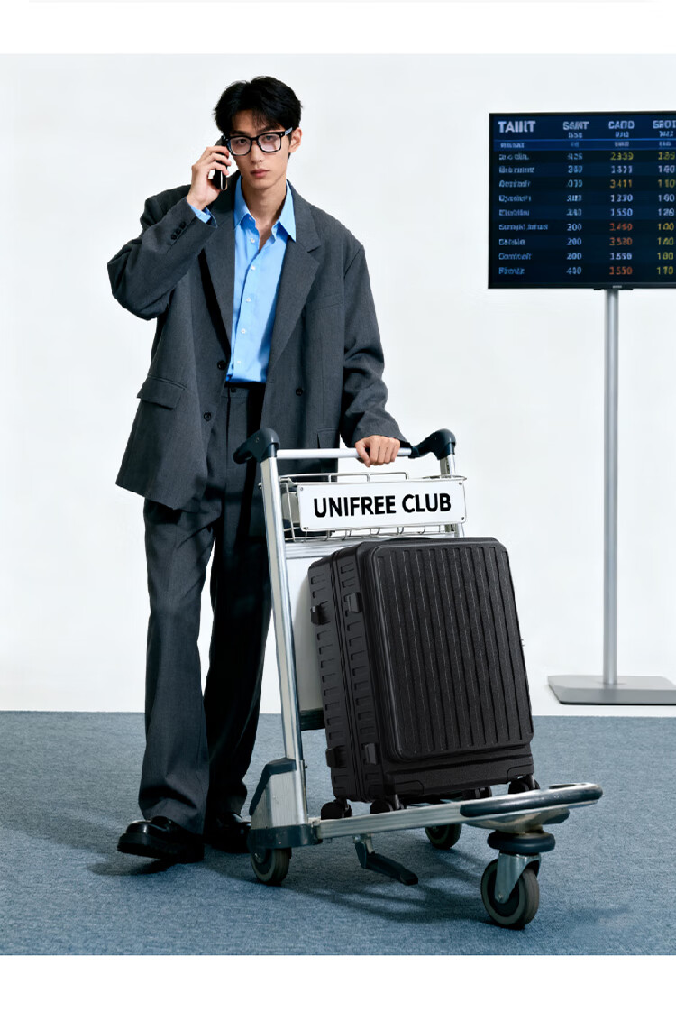 HLA Obsidian Black 26-inch Large Capacity Multifunctional Side-Opening Trolley Suitcase Business Travel Checked Luggage 3