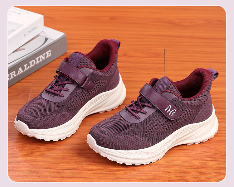Hengyuanxiang Elderly Non-Slip Slip-On Outdoor Durable Walking Shoes for Middle-Aged and Seniors XEL5618 Purple Size 37 2