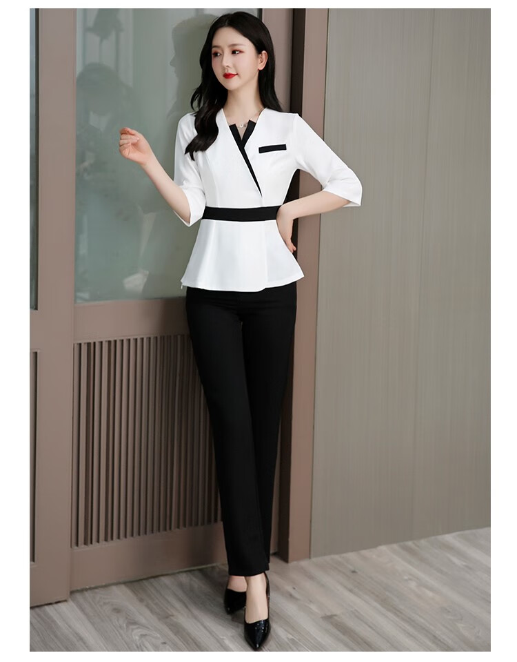 足浴技师工作服冬天秋冬款长袖美容院优雅女足疗养生馆桑拿服套装