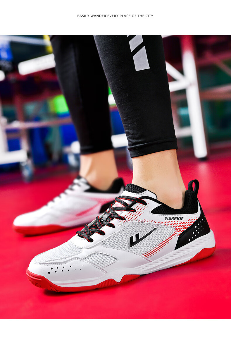 Warrior WXY-181 Table Tennis Shoes Professional Breathable Non-Slip Unisex Parent-Child Style White Black Red Size 39 15