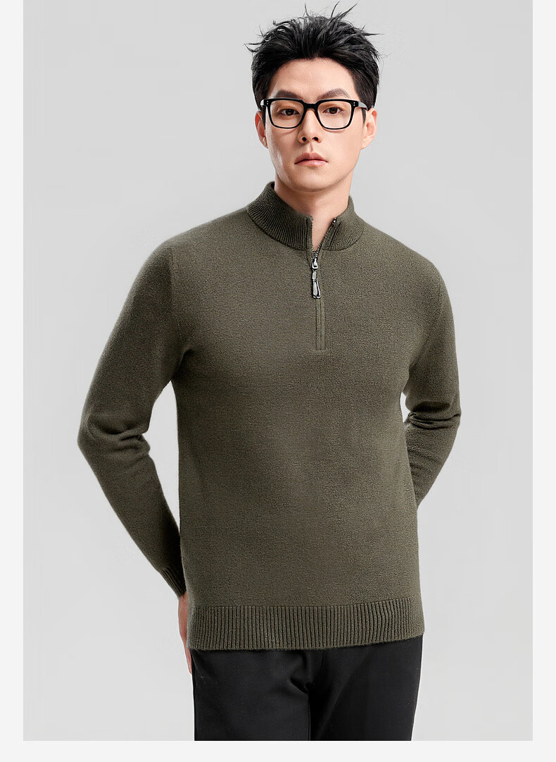 SHANSHANSHANSHAN Men's Wool Sweater Autumn Winter 100% Pure Wool Thickened Warm Base Shirt Red Sweater for Dad's Birth Year 20