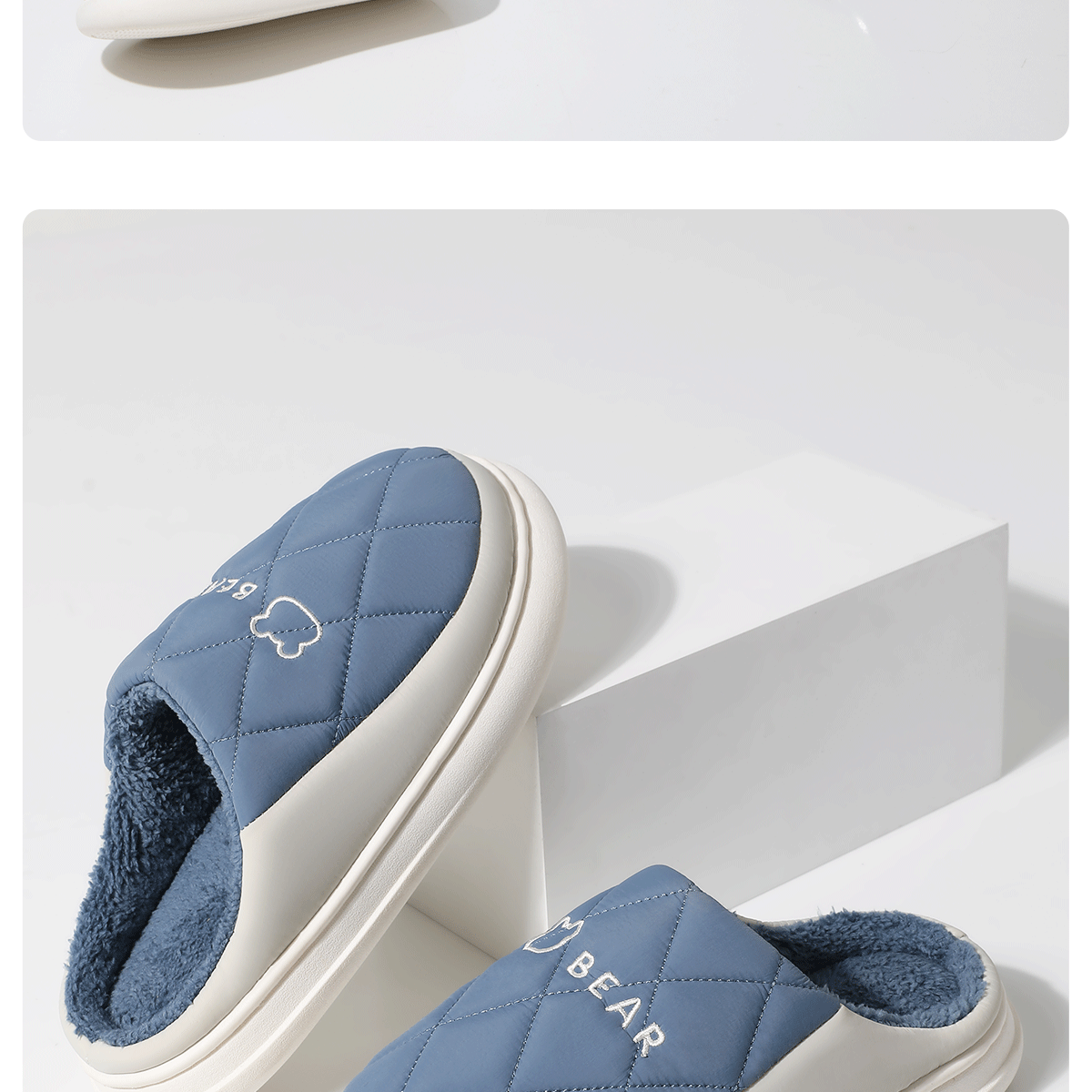 Runrou Men's Cotton Slippers Autumn Winter 2025 New Waterproof Odor-Resistant Fleece Lined Warm Indoor Thick Sole Home Slippers 16