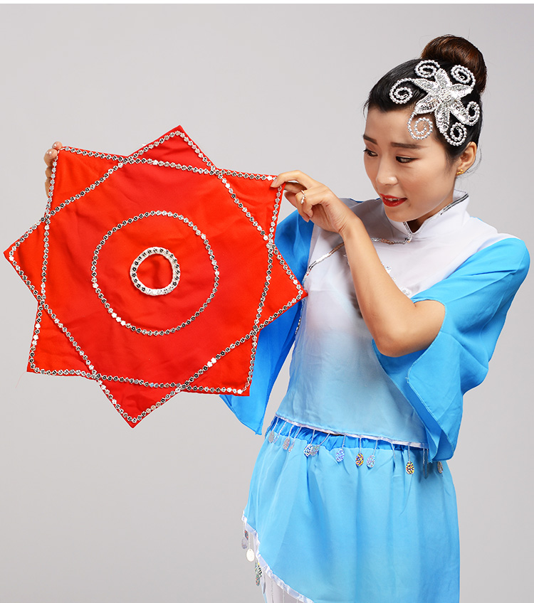 专业考级麻纱东北秧歌跳舞蹈大红色方巾手卷儿童跳舞手绢花二人转手帕