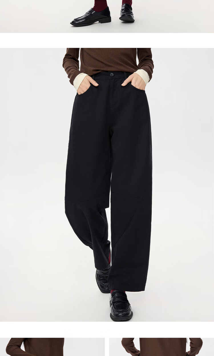 Giordano Women's Autumn New Pure Cotton Loose Pants Semi-Elastic Waist Tapered Casual Pants 13415176 7