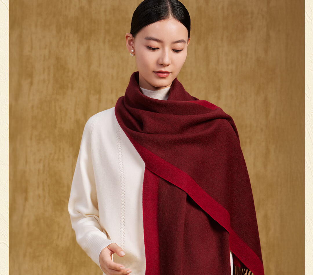 Shanghai Story Autumn Winter New Pure Wool Scarf Shawl Soft Warm Gift for Mom Elders Birthday New Year Women Neck Warmer 27