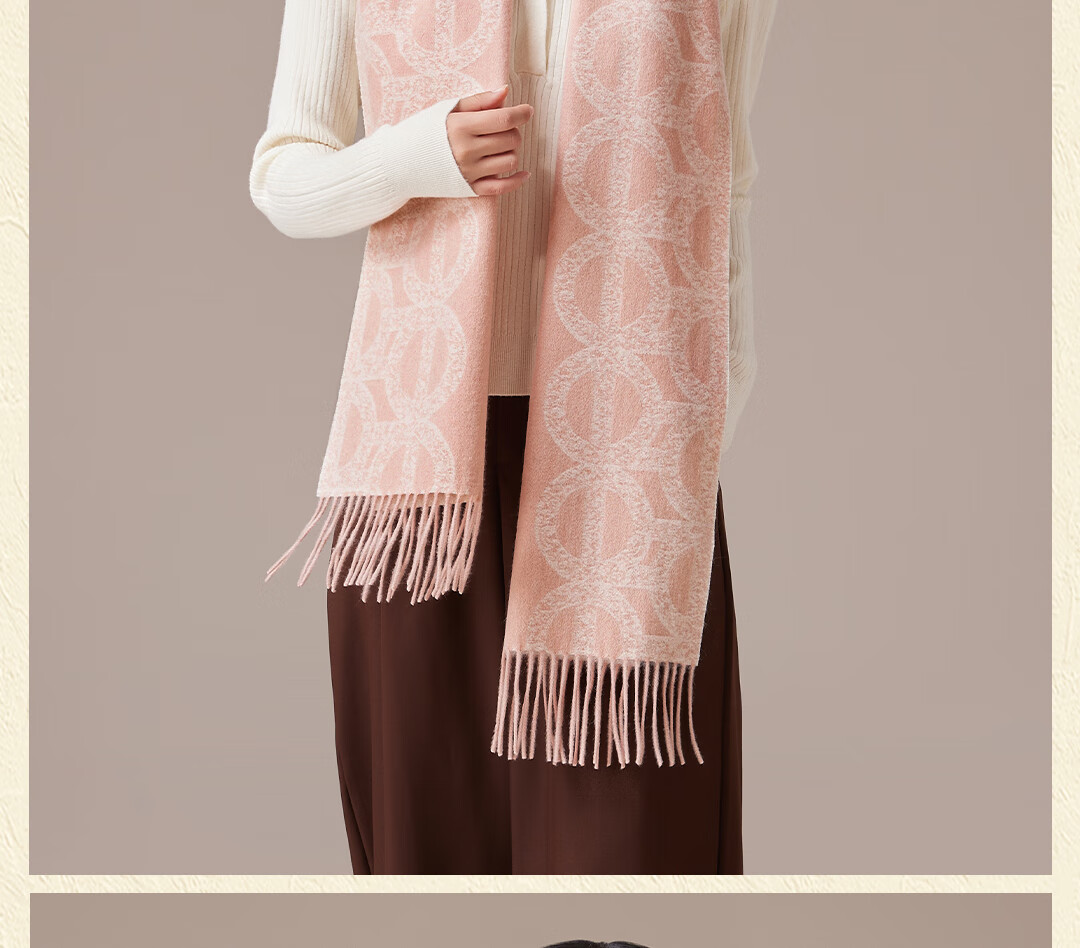 Shanghai Story 100% Wool Jacquard Shawl Scarf Autumn Winter Fashion Warm Dual-Use Neck Warmer Birthday Gift for Girlfriend 24