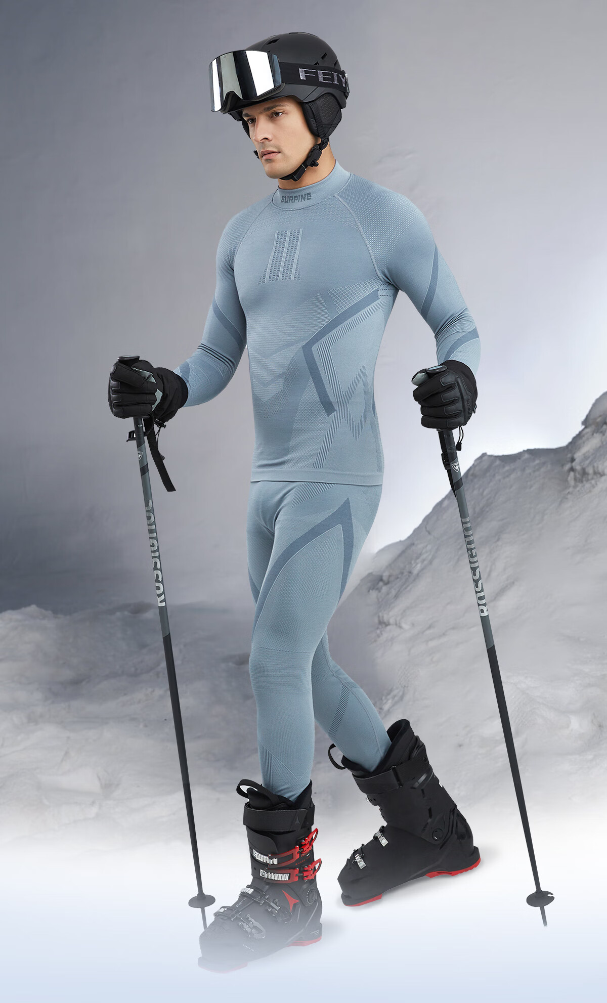 SURPINE Snow Series Cashmere Wool Outdoor Thermal Functional Underwear, Quick-Drying Ski Base Layer for Men And Wome 2