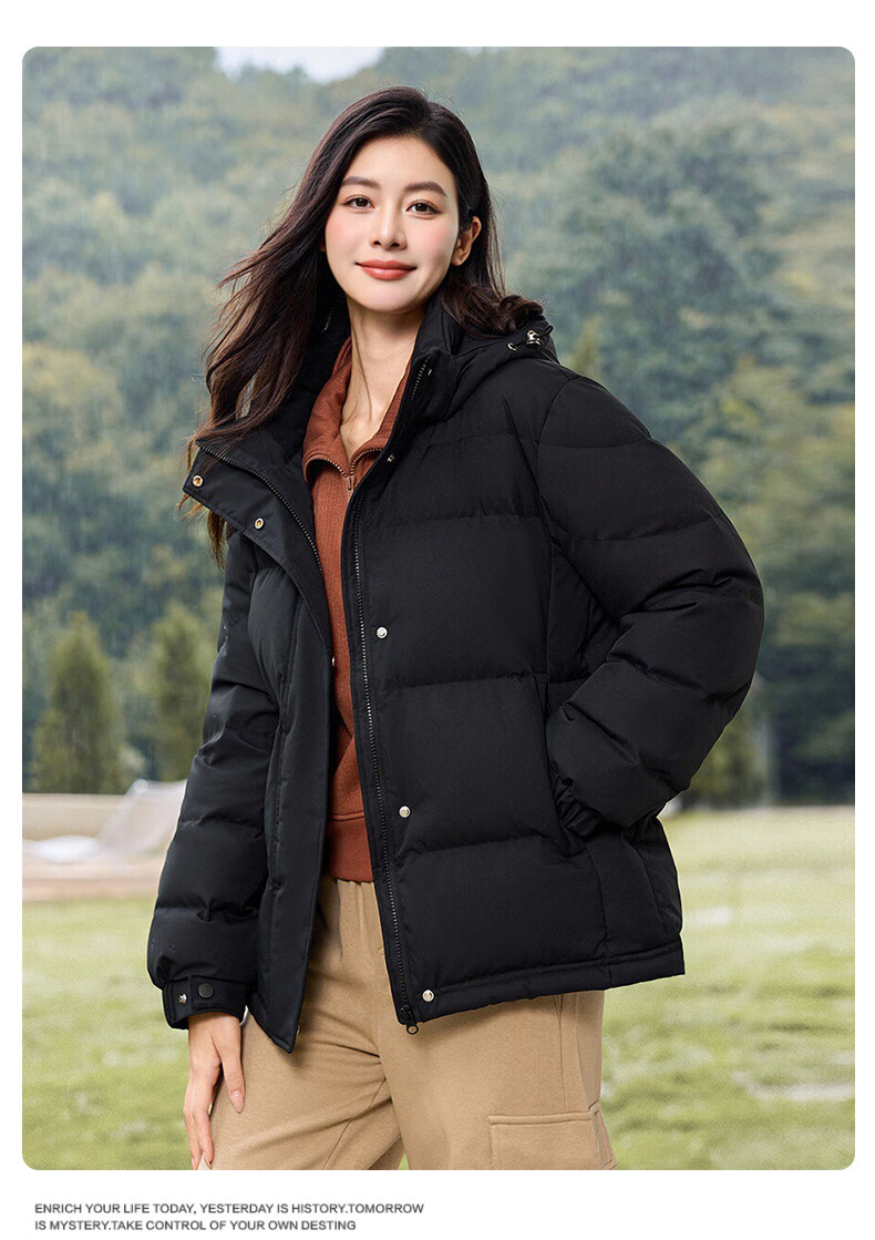 YAYA Women's Short Down Jacket 2025 Winter Thickened Warm Anti-Cold Loose Fit Outerwear 5