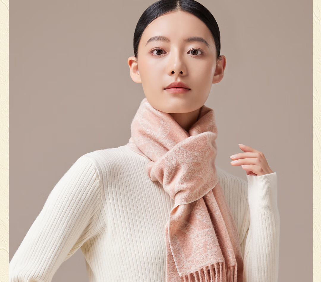 Shanghai Story 100% Wool Jacquard Shawl Scarf Autumn Winter Fashion Warm Dual-Use Neck Warmer Birthday Gift for Girlfriend 25