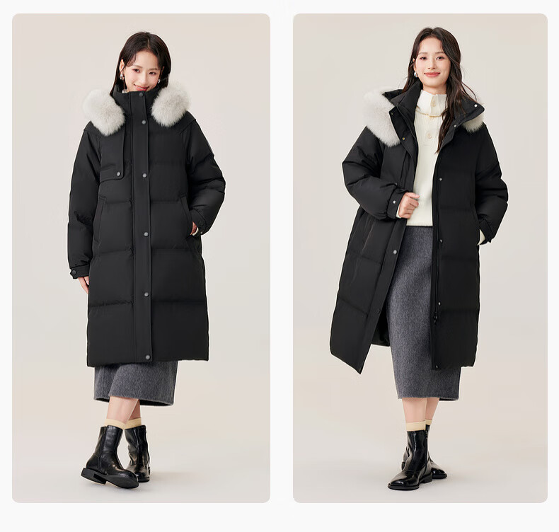 Xuezhongfei 2025 New Women's Mid-Length Cold-Resistant Down Jacket Windproof Warm Slim Hooded Coat with Large Fur Collar 16