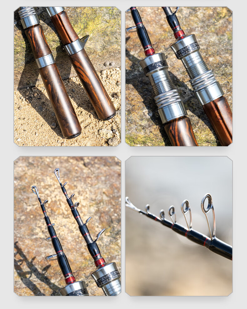 FishingFans Muqingchuan Telescopic Travel Lure Rod Micro Fishing Universal Solid Wood Short Portable Mini Rod 1.8m ML Straight Handle 3