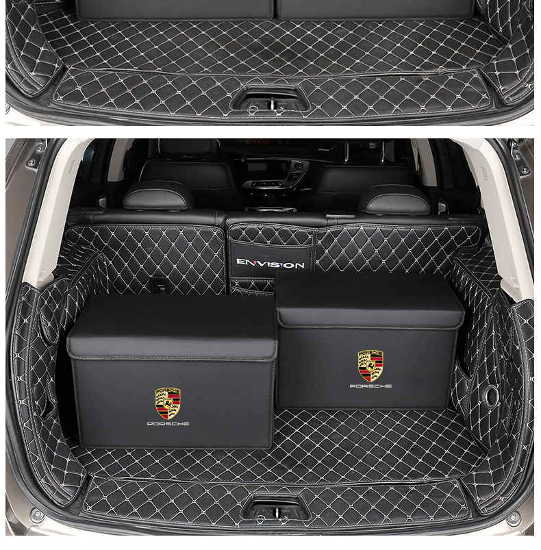 适用于保时捷卡宴后备收纳箱macan911帕拉梅拉后备箱储物箱整理车用