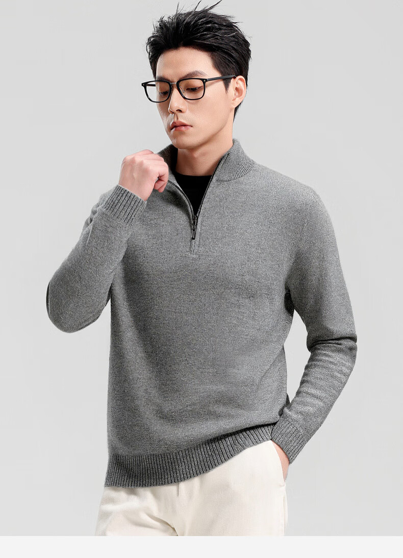 SHANSHANSHANSHAN Men's Wool Sweater Autumn Winter 100% Pure Wool Thickened Warm Base Shirt Red Sweater for Dad's Birth Year 16