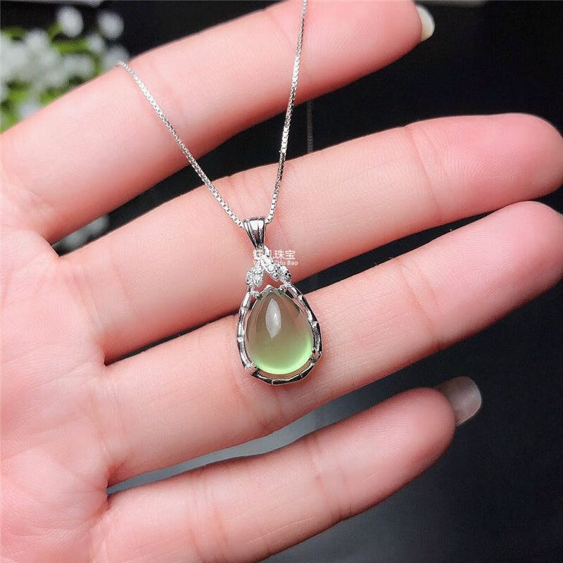 帛灵【珍藏级】正品925天然葡萄石吊坠女 时尚玉项链个性款生日礼物