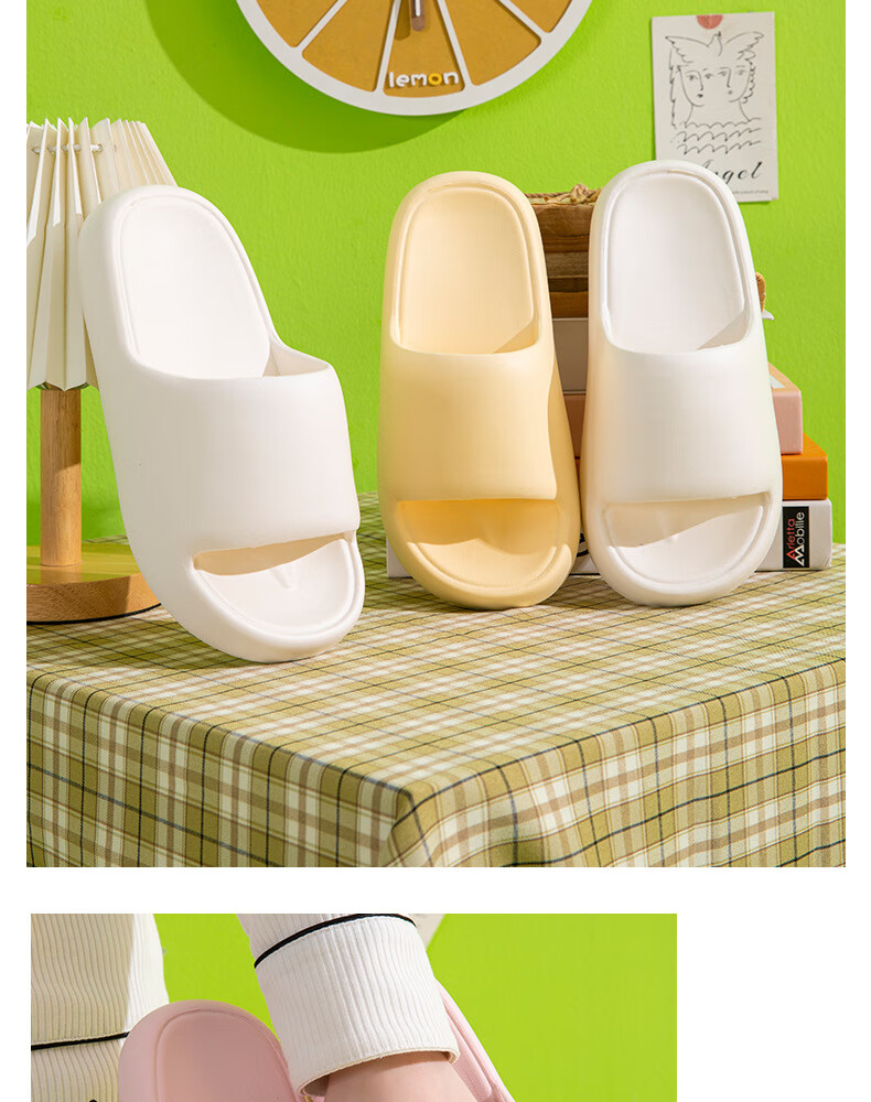 XGGC Summer Kids Slip-On Sandals Parent-Child Indoor Home Thick Sole Non-Slip Bath Boys Girls Outdoor Yellow Size 38-39 9