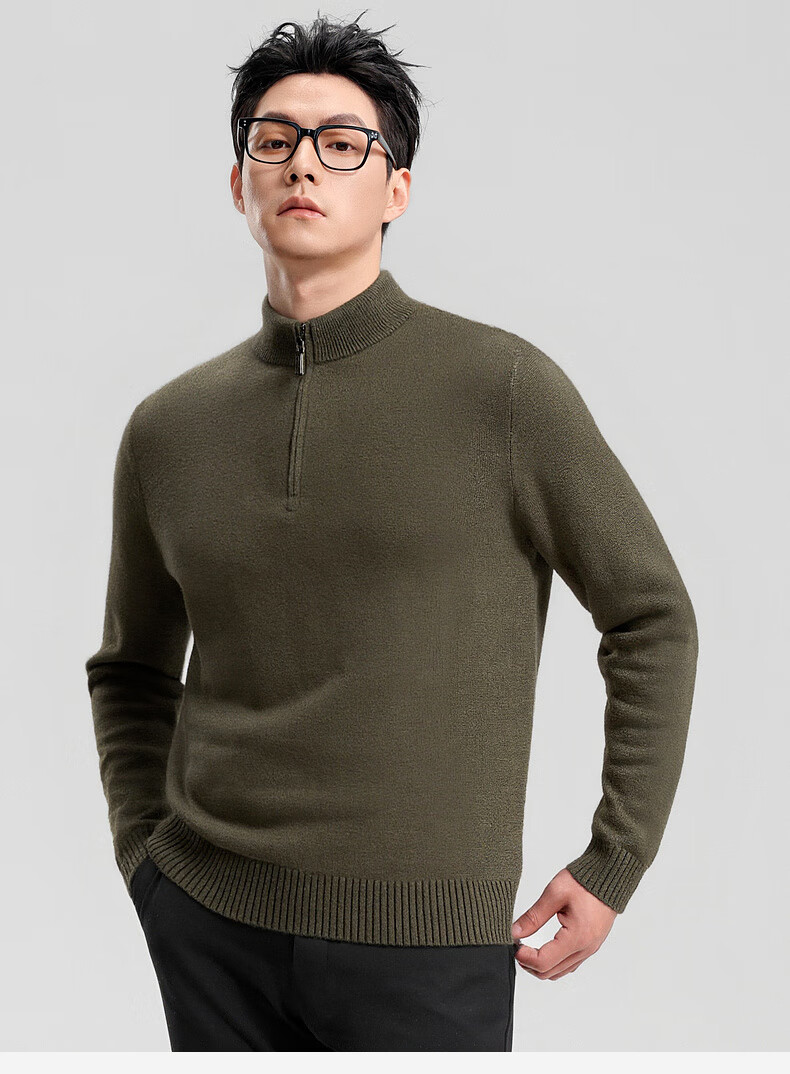 SHANSHANSHANSHAN Men's Wool Sweater Autumn Winter 100% Pure Wool Thickened Warm Base Shirt Red Sweater for Dad's Birth Year 21