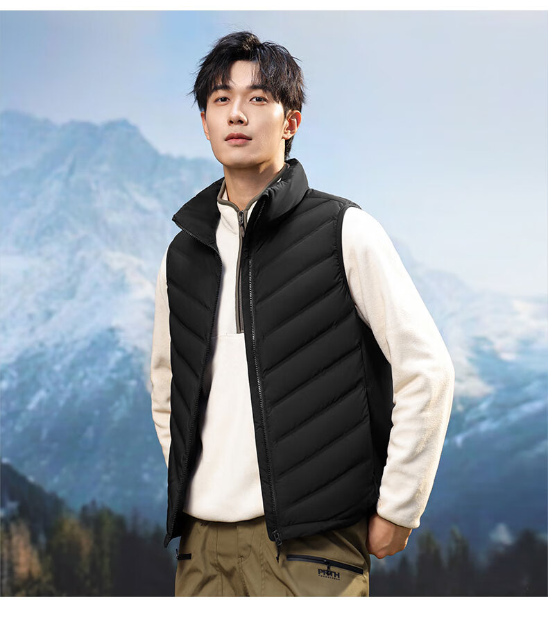 YAYA Rib Bone Down Jacket Men Stand Collar Solid Color Winter Warm Lightweight Down Vest Coat Unisex Couple Sleeveless Jacket 15