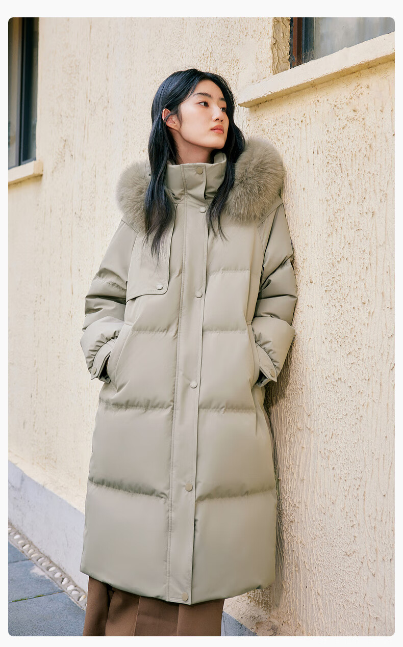 Xuezhongfei 2025 New Women's Mid-Length Cold-Resistant Down Jacket Windproof Warm Slim Hooded Coat with Large Fur Collar 11