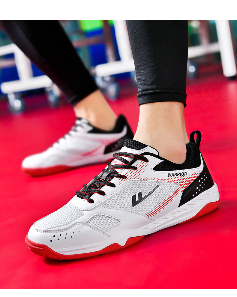 Warrior WXY-181 Table Tennis Shoes Professional Breathable Non-Slip Unisex Parent-Child Style White Black Red Size 39 14