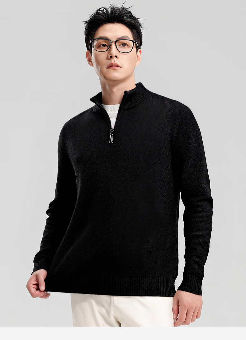 SHANSHANSHANSHAN Men's Wool Sweater Autumn Winter 100% Pure Wool Thickened Warm Base Shirt Red Sweater for Dad's Birth Year 22