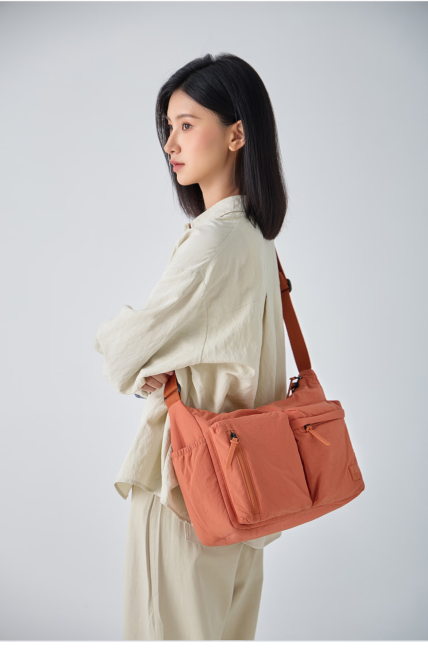 FOUVOR Fox Fashion Crossbody Bag for Women Multi-Pocket Shoulder Bag Large Capacity Lightweight Versatile Oxford Cloth Bag Orange 14