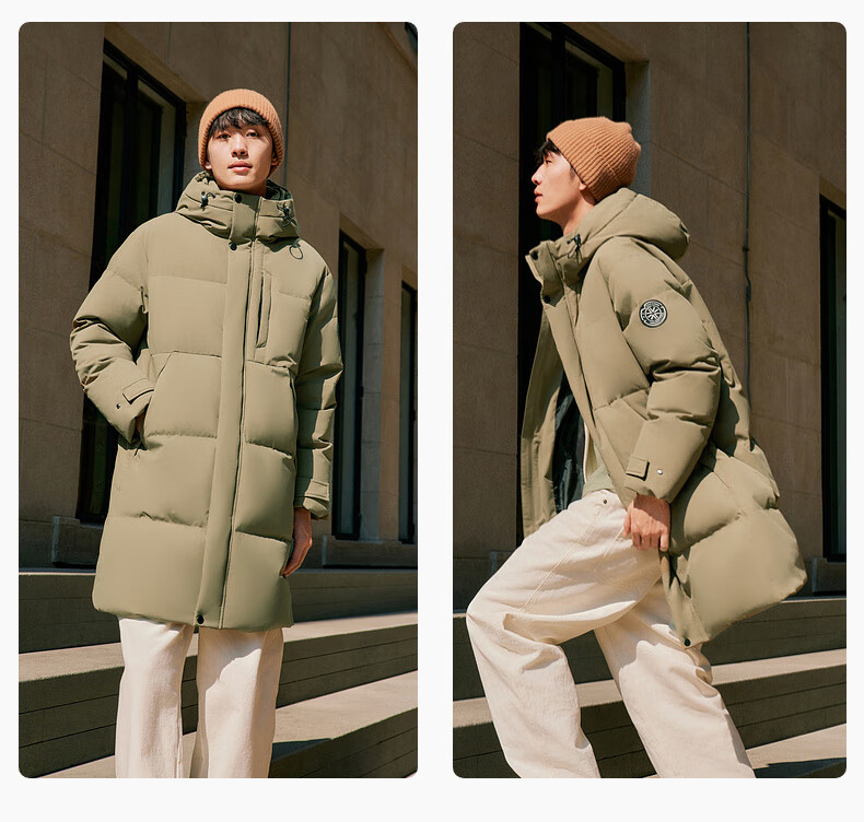 Snow Flying 2025 New Men's Mid-Length Simple Business Casual Hooded Down Jacket Straight Slim Thick Warm 40