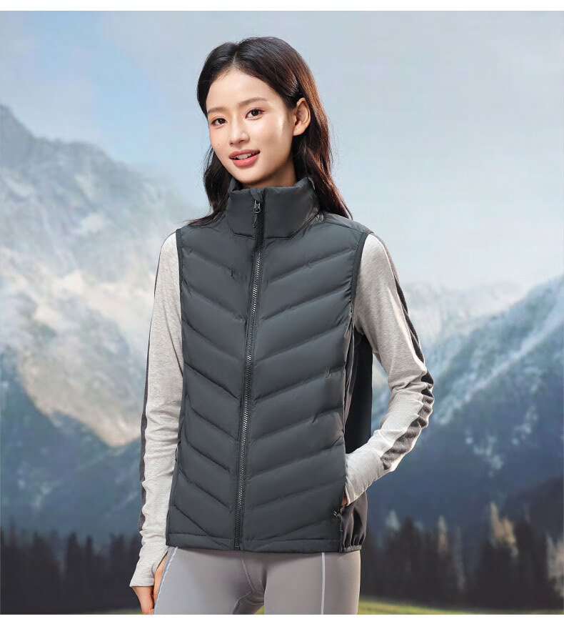 YAYA Rib Bone Down Jacket Men Stand Collar Solid Color Winter Warm Lightweight Down Vest Coat Unisex Couple Sleeveless Jacket 10