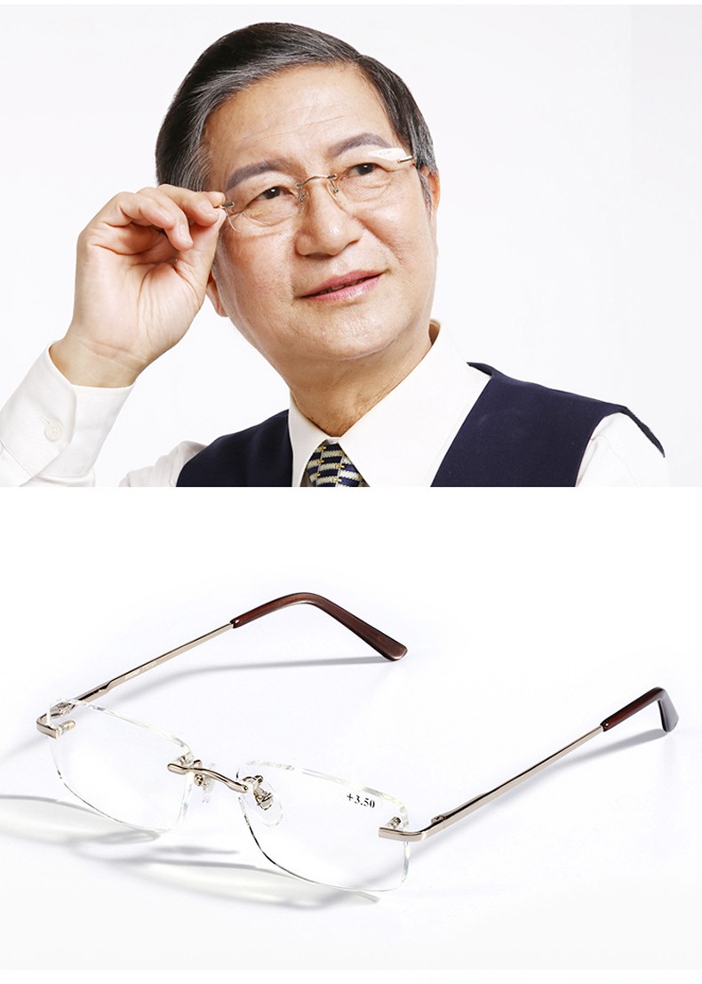 alsenor/艾森诺 远近两用老花镜 渐进多焦点进口老花镜片 超轻无框男