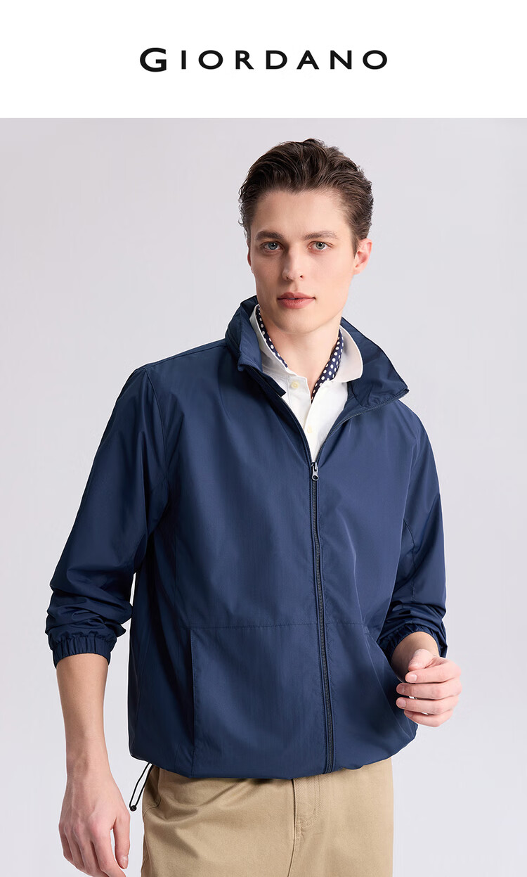 Giordano Men's Windproof Jacket Autumn Winter New Solid Color Hooded Mesh Lined Sports Windbreaker 13075827 3