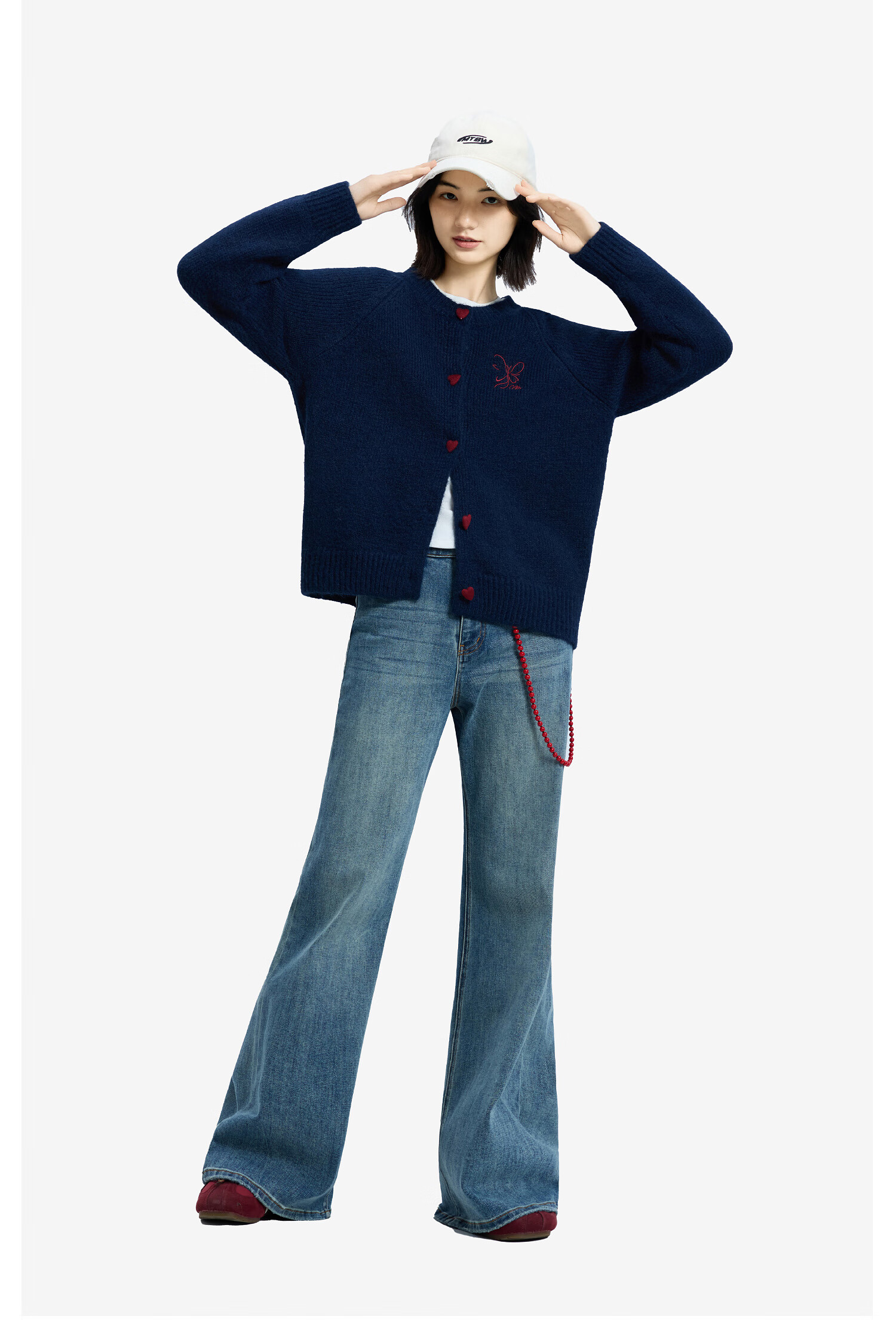 Meters Bonwe Women's Sweater 2025 Winter New Casual Color-Block Button Cardigan Soft Comfortable Top 10