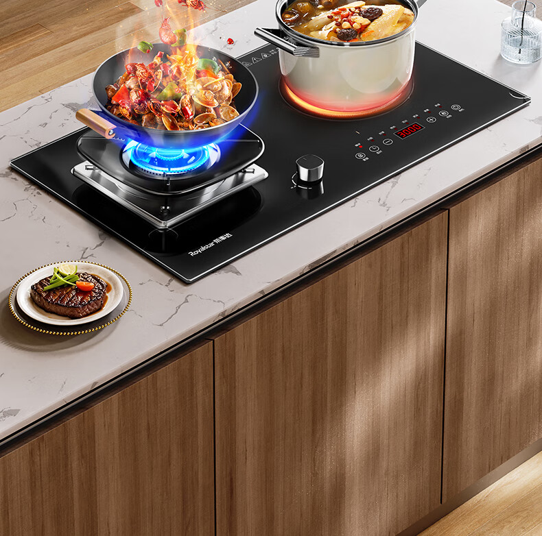 Royalstar Extraordinary Series Dual Fuel Gas and Electric Stove Built-in Household Liquefied Gas Double Burner One Gas One Electric Two-in-One Stove JZDY-30B1 Right 4