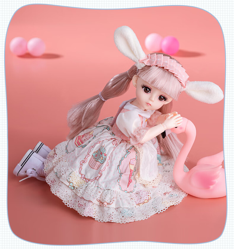 玩名堂30厘米6分bjd人偶芭小比娃娃女孩公主玩具公仔sd仿真关节洋娃娃
