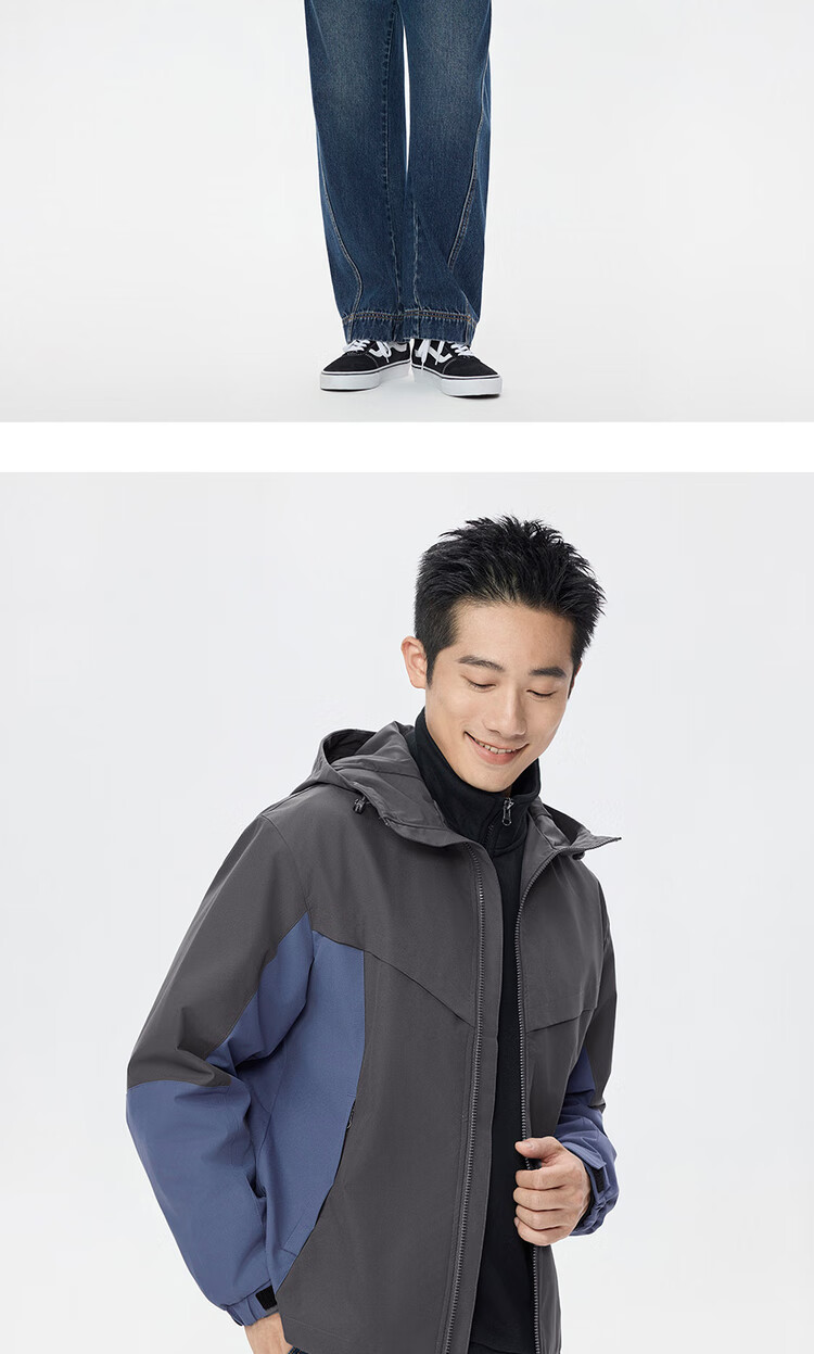 Giordano Men's Windproof Jacket Autumn Winter New Color Block Loose Fit Hooded Windbreaker 01075078 14