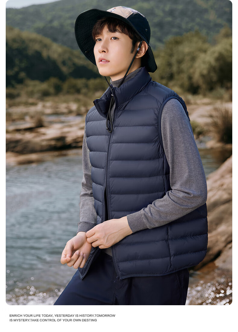 YAYA Rib Bone Down Jacket Men Stand Collar Solid Color Winter Warm Lightweight Down Vest Coat Unisex Couple Sleeveless Jacket 8
