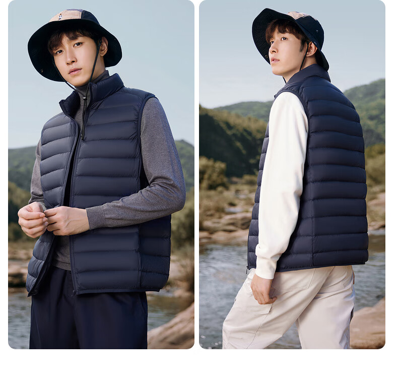 YAYA Rib Bone Down Jacket Men Stand Collar Solid Color Winter Warm Lightweight Down Vest Coat Unisex Couple Sleeveless Jacket 7