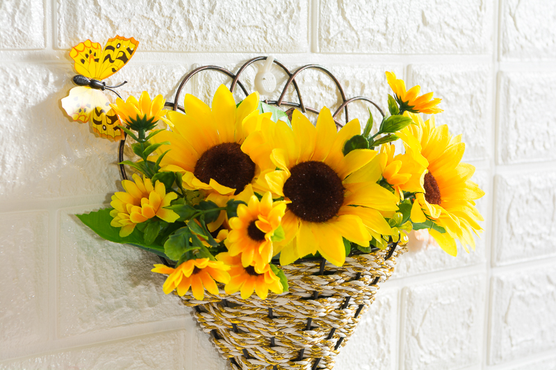 墙壁装饰壁挂装饰花篮玄关客厅餐厅卧室阳台壁挂仿真植物花篮花卉假花