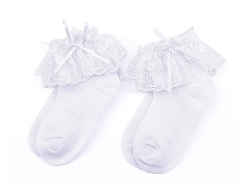 Aiwu Ge Children's Latin Dance Competition Socks Girls White Lace Trim Socks Modern Dance Socks Grading Short Socks Size S 6