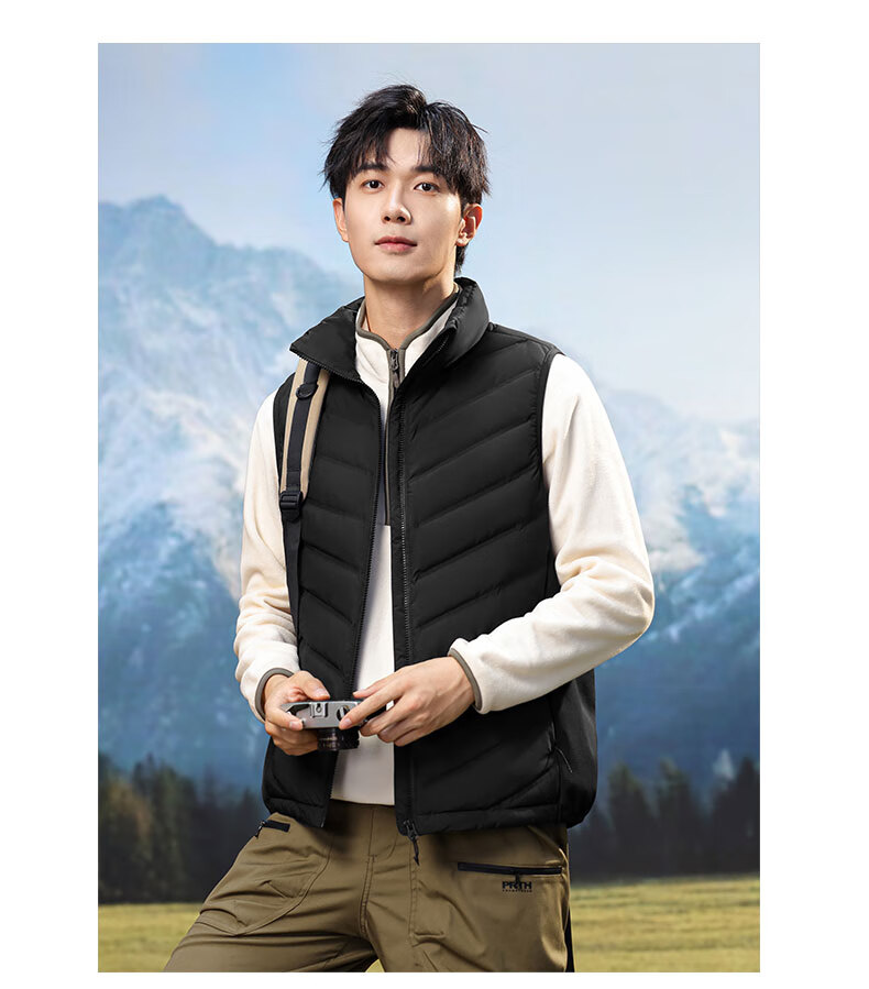 YAYA Rib Bone Down Jacket Men Stand Collar Solid Color Winter Warm Lightweight Down Vest Coat Unisex Couple Sleeveless Jacket 14