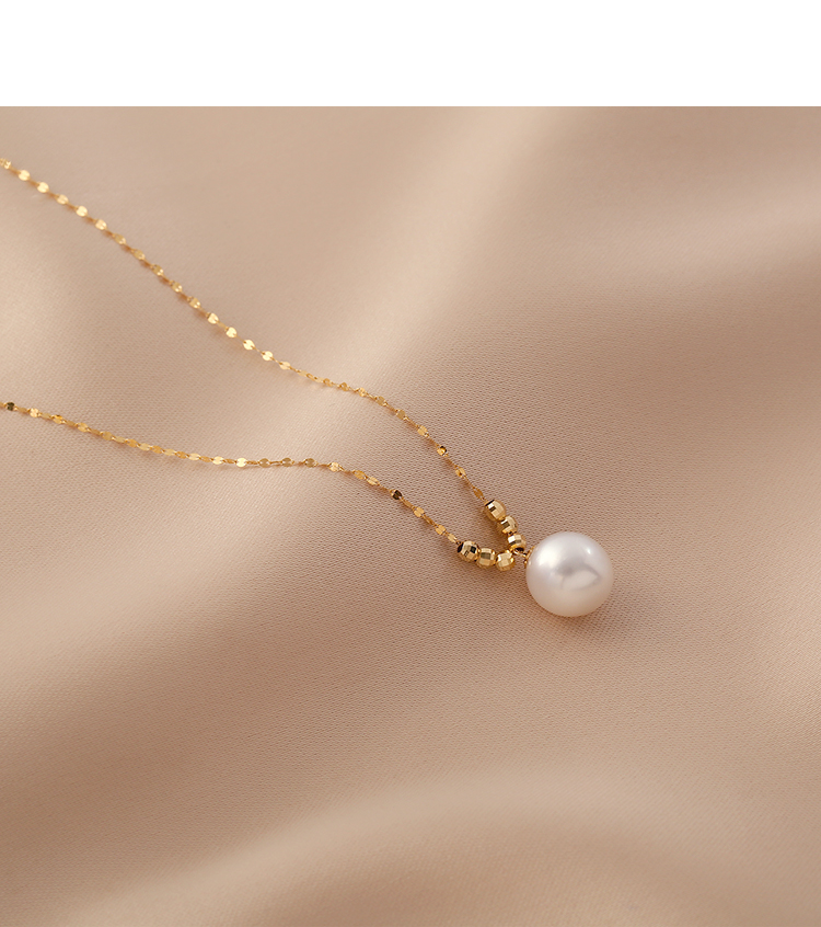 手链女海水珍珠项链单颗近圆吊坠18k金时尚款锁骨链女送礼物定制款