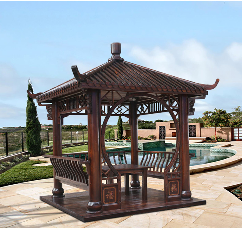 仿古实木凉亭户外庭院六角亭子别墅花园设计古建室外度假区景观园艺